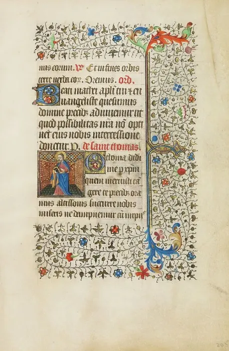 Framed Print : Saint Thomas with a Book; Book of Hours, about 1440-1450. Creator: Workshop of the Bedford Master Framed Print : Saint Thomas with a Book; Book of Hours, about 1440-1450. Creator: Workshop of the Bedford Master