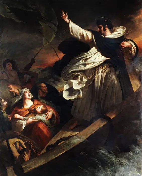 Framed Print : Saint Thomas d'Aquin prêchant la confiance en Dieu pendant la tempête, 1823. Creator: Ary Scheffer Framed Print : Saint Thomas d'Aquin prêchant la confiance en Dieu pendant la tempête, 1823. Creator: Ary Scheffer