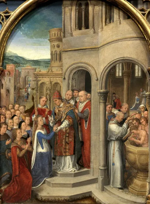 Framed Print : Saint Ursula Shrine: Arrival in Rome, 1489. Creator: Memling; Hans (1433 / 40-1494) Framed Print : Saint Ursula Shrine: Arrival in Rome, 1489. Creator: Memling; Hans (1433 / 40-1494)