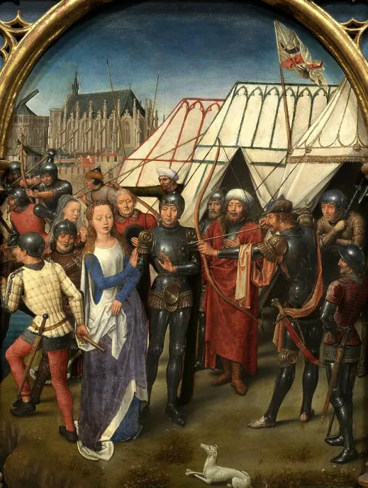Framed Print : Saint Ursula Shrine: The Martyrdom of Saint Ursula, 1489. Creator: Memling; Hans (1433 / 40-1494) Framed Print : Saint Ursula Shrine: The Martyrdom of Saint Ursula, 1489. Creator: Memling; Hans (1433 / 40-1494)