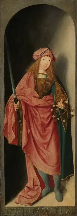 Framed Print : Saint Valerian, left wing of a triptych, c.1490-c.1500. Creator: Master of Brunswick Framed Print : Saint Valerian, left wing of a triptych, c.1490-c.1500. Creator: Master of Brunswick