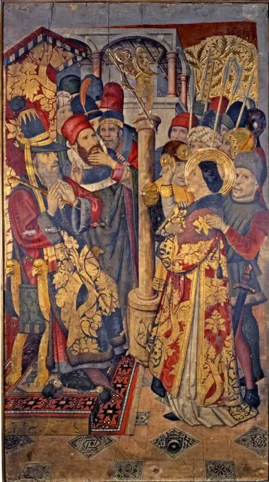 Framed Print : Saint Vincent before the judge and prefect Dacia, from the Altarpiece of Sant Framed Print : Saint Vincent before the judge and prefect Dacia, from the Altarpiece of Sant
