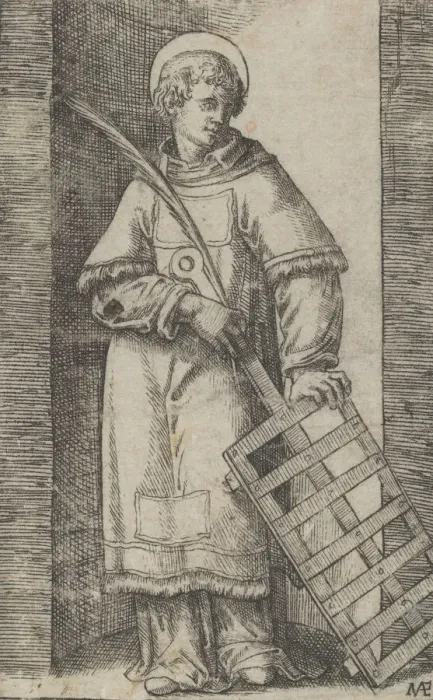 Framed Print : Saint Vincent, left hand resting on a grill, from the series Piccoli Santi (Sma... ca Framed Print : Saint Vincent, left hand resting on a grill, from the series Piccoli Santi (Sma... ca