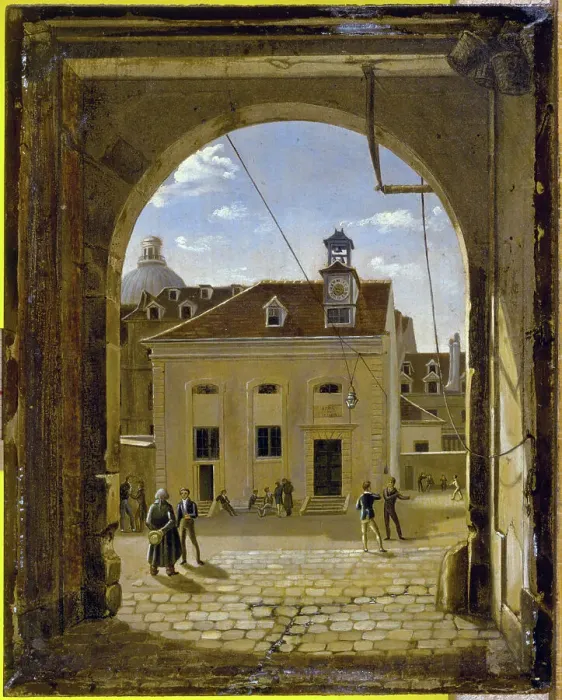 Framed Print : Sainte-Barbe college courtyard, rue de Reims, c1824. Creator: Etienne Bouhot Framed Print : Sainte-Barbe college courtyard, rue de Reims, c1824. Creator: Etienne Bouhot