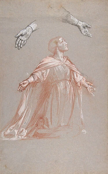Sainte Clotilde (middle register; study for wall paintings in the Chapel of Saint Remi