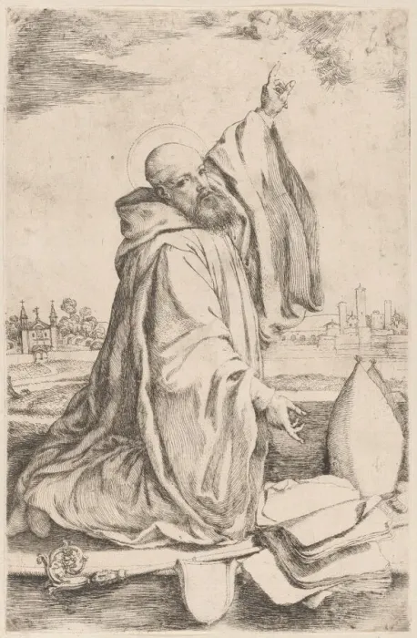 Framed Print : A sainted bishop of the Benedictine order... 1620-30. Creator: Giuseppe Caletti Framed Print : A sainted bishop of the Benedictine order... 1620-30. Creator: Giuseppe Caletti