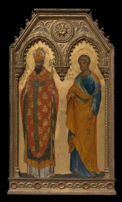 Framed Print : Saints Augustine and Peter, About 1350. Creators: Paolo Veneziano Framed Print : Saints Augustine and Peter, About 1350. Creators: Paolo Veneziano