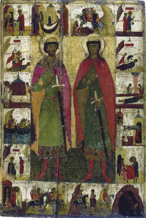 Framed Print : The Saints Boris and Gleb, 14th century Framed Print : The Saints Boris and Gleb, 14th century
