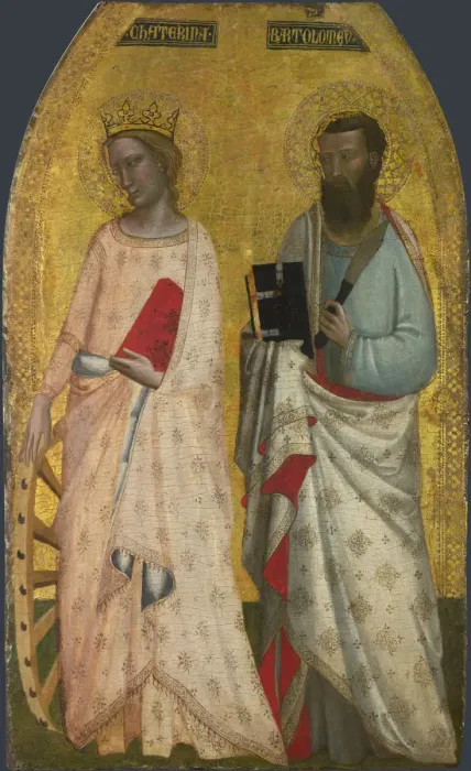 Framed Print : Saints Catherine and Bartholomew, ca 1350. Artist: Nuzi, Allegretto (1315-1373) Framed Print : Saints Catherine and Bartholomew, ca 1350. Artist: Nuzi, Allegretto (1315-1373)