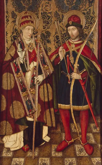 Framed Print : Saints Fabian and Sebastian, 1475-1499. Artist: Anonymous Framed Print : Saints Fabian and Sebastian, 1475-1499. Artist: Anonymous