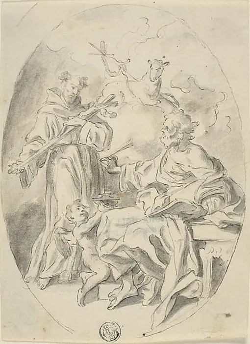 Framed Print : Saints Luke and Dominic, n.d. Creator: School of Francesco Solimena Italian, 1657-1747 Framed Print : Saints Luke and Dominic, n.d. Creator: School of Francesco Solimena Italian, 1657-1747