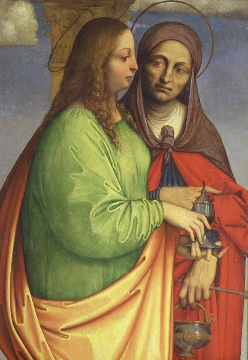 Framed Print : Saints Martha and Mary Magdalene, Early16th century. Creator: Giovanni Agostino da Lodi (active c. 1495-c. 1525) Framed Print : Saints Martha and Mary Magdalene, Early16th century. Creator: Giovanni Agostino da Lodi (active c. 1495-c. 1525)