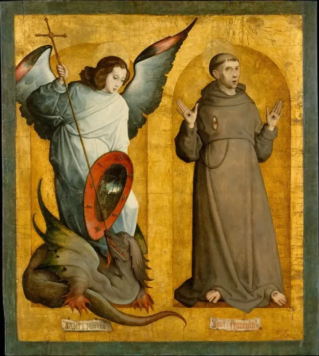 Framed Print : Saints Michael and Francis, ca. 1505-9. Creator: Juan de Flandes, the Elder