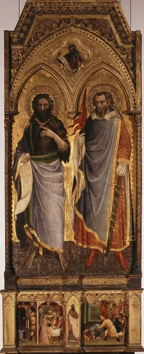 Framed Print : Saints Nemesius and John the Baptist, 1385. Creator: Spinello, Aretino (c. 1350-1410) Framed Print : Saints Nemesius and John the Baptist, 1385. Creator: Spinello, Aretino (c. 1350-1410)