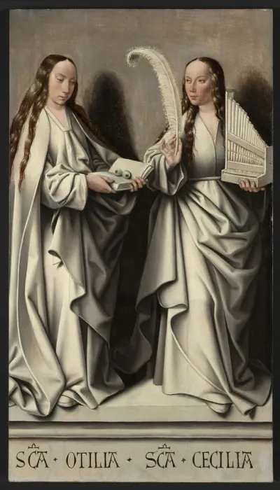 Framed Print : Saints Ottilia and Cecilia (Panel of the St Anne Altarpiece), ca 1503-1506. Artist: Master of Frankfurt (1460-ca. 1533) Framed Print : Saints Ottilia and Cecilia (Panel of the St Anne Altarpiece), ca 1503-1506. Artist: Master of Frankfurt (1460-ca. 1533)