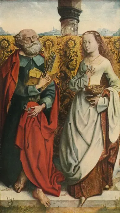 Framed Print : Saints Peter and Dorothy, c1505, (1909) Framed Print : Saints Peter and Dorothy, c1505, (1909)