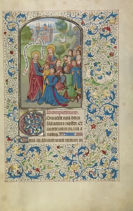 Framed Print : Saints Peter and John Baptizing the Samarians; Arenberg Hours, early 1460s. Creator: Willem Vrelant Framed Print : Saints Peter and John Baptizing the Samarians; Arenberg Hours, early 1460s. Creator: Willem Vrelant