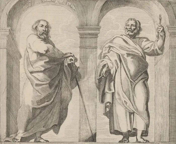 Framed Print : Saints Peter and Paul in a vestibule, ca. 1630-80. ca. 1630-80 Framed Print : Saints Peter and Paul in a vestibule, ca. 1630-80. ca. 1630-80