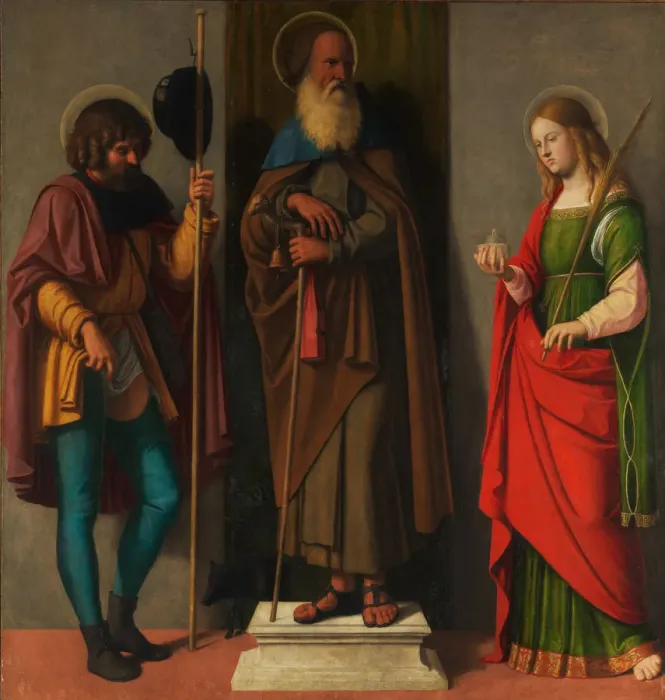 Framed Print : Three Saints: Roch, Anthony Abbot, and Lucy, ca. 1513. Creator: Giovanni Battista Framed Print : Three Saints: Roch, Anthony Abbot, and Lucy, ca. 1513. Creator: Giovanni Battista