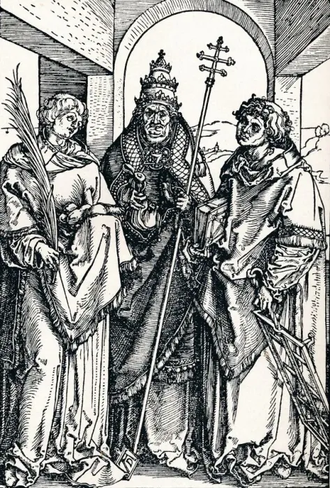 Framed Print : Saints Stephen, Sixtus and Lawrence, 1508 (1906). Artist: Albrecht Durer Framed Print : Saints Stephen, Sixtus and Lawrence, 1508 (1906). Artist: Albrecht Durer