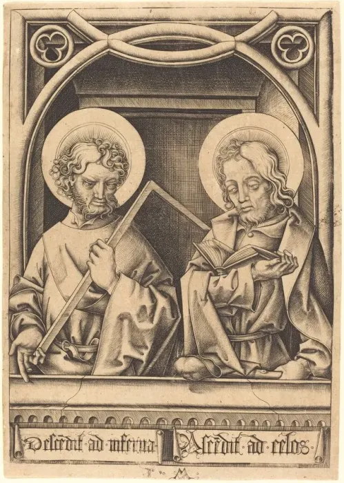 Framed Print : Saints Thomas and James the Less, c. 1480 / 1485. Creator: Israhel van Meckenem Framed Print : Saints Thomas and James the Less, c. 1480 / 1485. Creator: Israhel van Meckenem