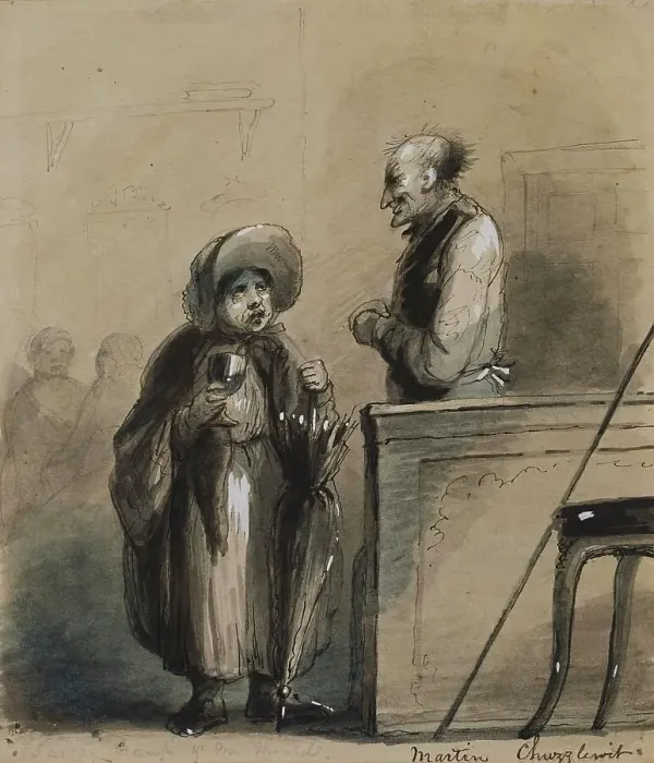 Framed Print : Sairey Gamp and Mr. Mould, 1825-1870. Creator: Alfred Jacob Miller Framed Print : Sairey Gamp and Mr. Mould, 1825-1870. Creator: Alfred Jacob Miller