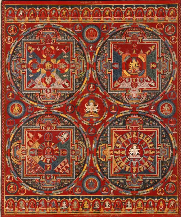 Framed Print : Sakya order. Four Mandalas of the Vajravali Series (Thangka). Artist: Tibetan culture Framed Print : Sakya order. Four Mandalas of the Vajravali Series (Thangka). Artist: Tibetan culture