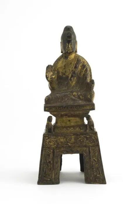 Framed Print : Sakyamuni Buddha seated on a lion throne, Period of Division, ca. 480. Creator: Unknown Framed Print : Sakyamuni Buddha seated on a lion throne, Period of Division, ca. 480. Creator: Unknown