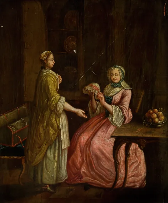 Framed Print : Sale of a Bonnet, 18th century. Creator: Unknown Framed Print : Sale of a Bonnet, 18th century. Creator: Unknown