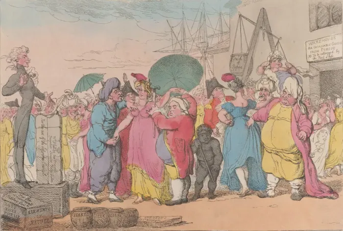 Framed Print : A Sale of English-Beauties in the East Indies, [May 10, 1811], reprint