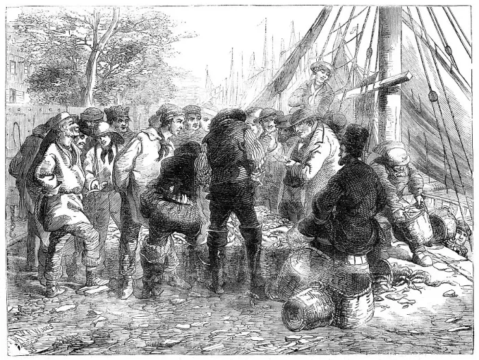 Framed Print : Sale of Herrings, on the Quay, Great Yarmouth, 1856. Creator: Walter Ray Woods Framed Print : Sale of Herrings, on the Quay, Great Yarmouth, 1856. Creator: Walter Ray Woods