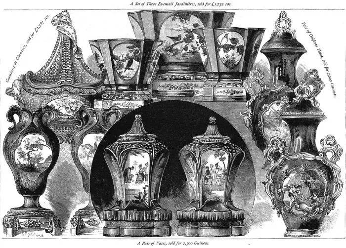 Framed Print : Sale of Old Porcelain belonging to the late Earl of Dudley, 1886. Creator: Unknown Framed Print : Sale of Old Porcelain belonging to the late Earl of Dudley, 1886. Creator: Unknown