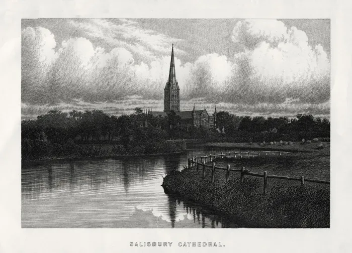 Framed Print : Salisbury Cathedral, Wiltshire, England, 19th century Framed Print : Salisbury Cathedral, Wiltshire, England, 19th century