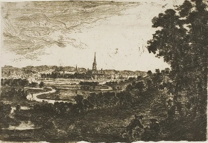 Framed Print : Salisbury from Wilton Park, n.d. Creator: John Clerk Framed Print : Salisbury from Wilton Park, n.d. Creator: John Clerk