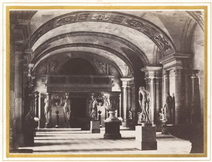 Framed Print : Salle des Cariatides, au Musee du Louvre, c. 1851. Creator: Charles Marville Framed Print : Salle des Cariatides, au Musee du Louvre, c. 1851. Creator: Charles Marville