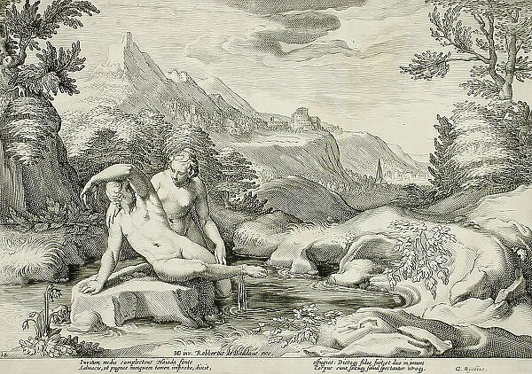 Salmacis and Hermaphrodite Transformed into a Single Person, published 1615. Creator: Hendrik Goltzius