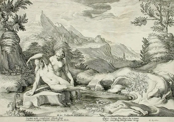 Framed Print : Salmacis and Hermaphrodite Transformed into a Single Person, published 1615. Creator: Hendrik Goltzius Framed Print : Salmacis and Hermaphrodite Transformed into a Single Person, published 1615. Creator: Hendrik Goltzius