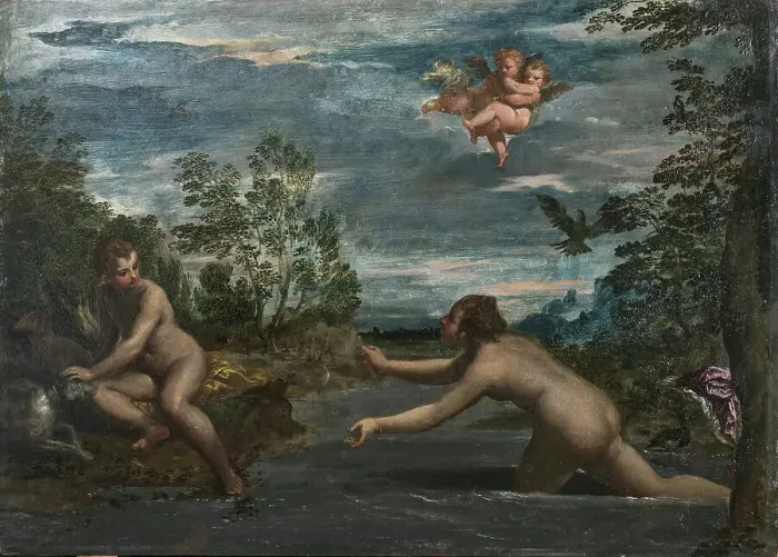Framed Print : Salmacis and Hermaphroditus, c 1615. Creator: Scarsellino (Scarsella); Ippolito (1551-1620) Framed Print : Salmacis and Hermaphroditus, c 1615. Creator: Scarsellino (Scarsella); Ippolito (1551-1620)