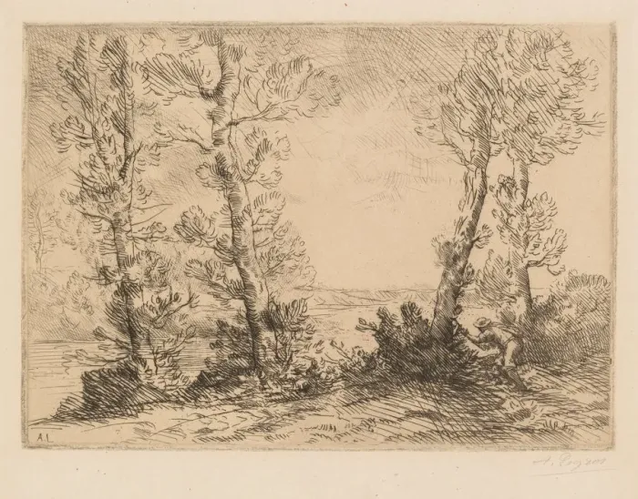 Framed Print : The Salmon Fisherman (Le Pecheur du Saumon), c. 1880. Creator: Alphonse Legros (French Framed Print : The Salmon Fisherman (Le Pecheur du Saumon), c. 1880. Creator: Alphonse Legros (French