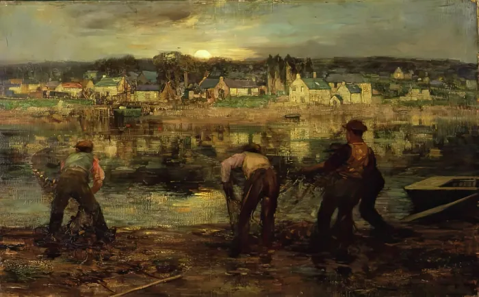Framed Print : Salmon Fishers on the Dee at Kirkcudbright, c1880s. Creator: William Stewart MacGeorge Framed Print : Salmon Fishers on the Dee at Kirkcudbright, c1880s. Creator: William Stewart MacGeorge
