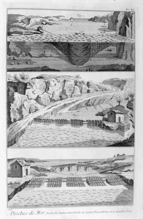 Framed Print : Salmon fishing, 1751-1777 Framed Print : Salmon fishing, 1751-1777