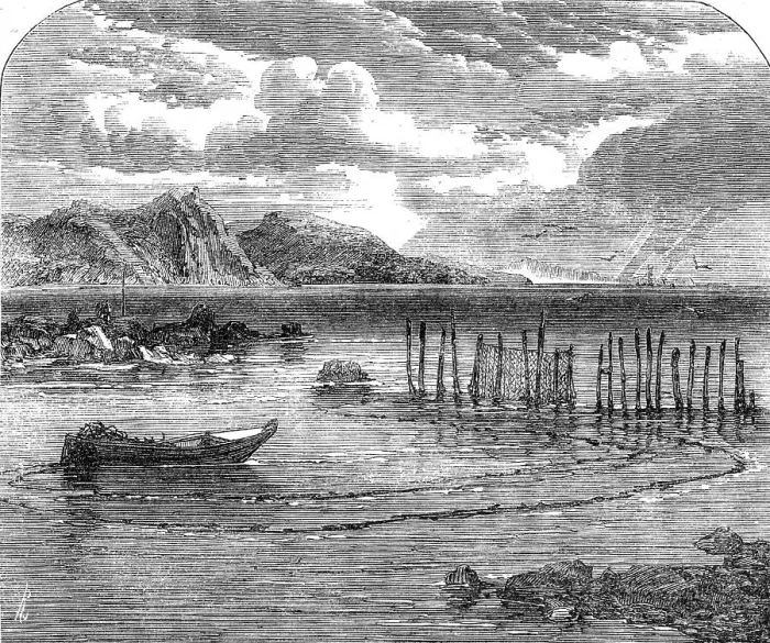 Framed Print : Salmon-fishing on the River Tay: the stake-net, 1862. Creator: Unknown Framed Print : Salmon-fishing on the River Tay: the stake-net, 1862. Creator: Unknown