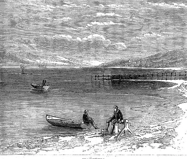 Salmon-fishing on the River Tay: watching, 1862. Creator: Unknown