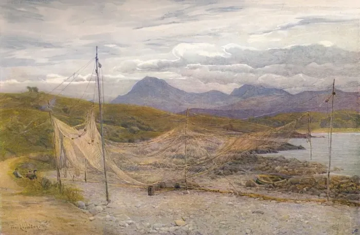Framed Print : Salmon Nets, Gairloch, Ross-Shire, 1860-1906, (1906). Creator: Frank Walton