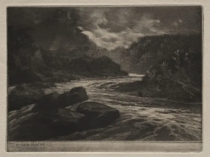 Framed Print : A Salmon River. Creator: Francis Seymour Haden (British, 1818-1910) Framed Print : A Salmon River. Creator: Francis Seymour Haden (British, 1818-1910)