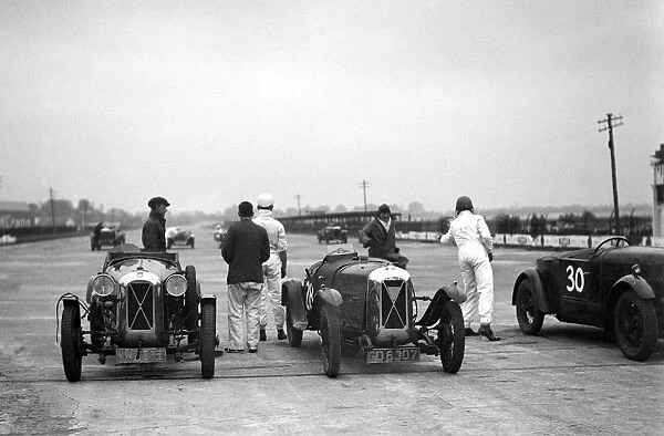 Two Salmson cars on the start line at a JCC Members Day, Brooklands. Artist: Bill Brunell