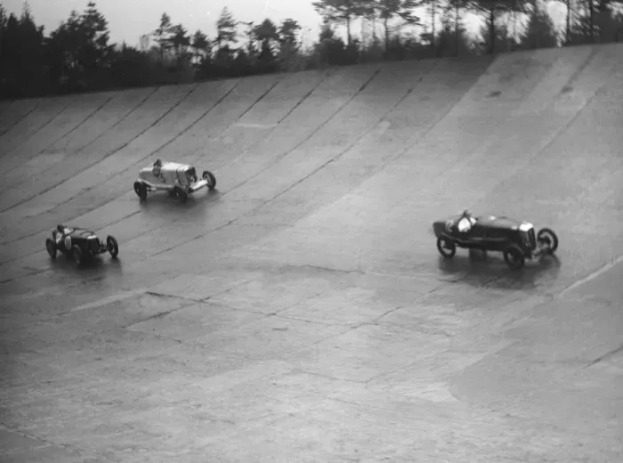 Framed Print : Salmson, Riley 9 Brooklands and Talbot 90 racing at a BARC meeting, Brooklands, Surrey