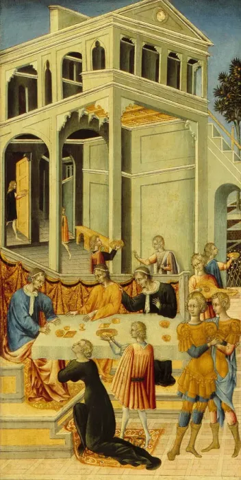 Framed Print : Salome Asking Herod for the Head of Saint John the Baptist, 1455-1460. Artist: Giovanni di Paolo (ca 1403-1482) Framed Print : Salome Asking Herod for the Head of Saint John the Baptist, 1455-1460. Artist: Giovanni di Paolo (ca 1403-1482)