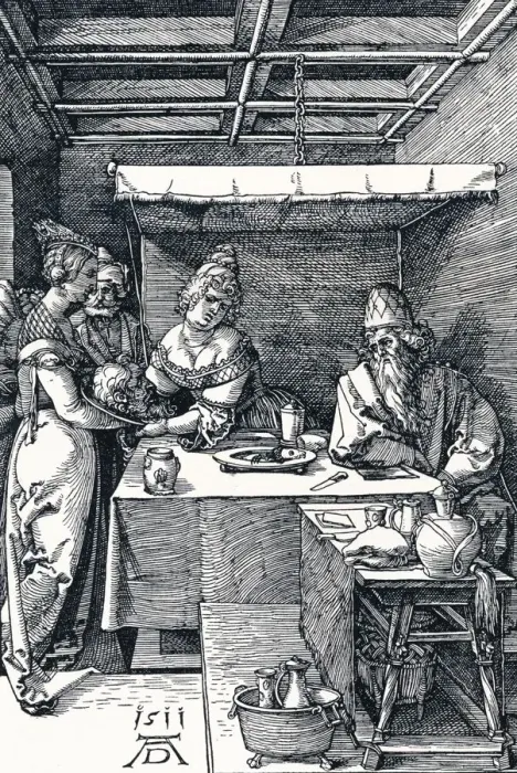 Framed Print : Salome Presenting the Head of St John the Baptist to Herodias, 1511 (1906). Artist: Albrecht Durer Framed Print : Salome Presenting the Head of St John the Baptist to Herodias, 1511 (1906). Artist: Albrecht Durer
