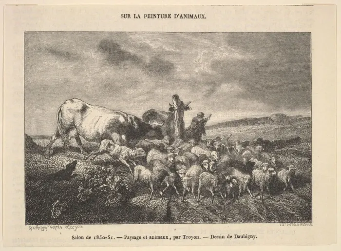 Framed Print : Salon de 1850-51; Paysage et Animaux, par Troyon, 1850-51 Framed Print : Salon de 1850-51; Paysage et Animaux, par Troyon, 1850-51